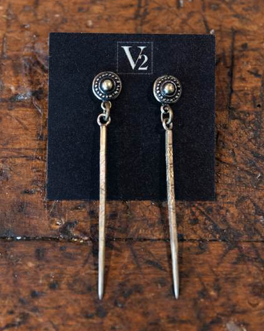 V2 Silver Spike Earrings:  Vintage