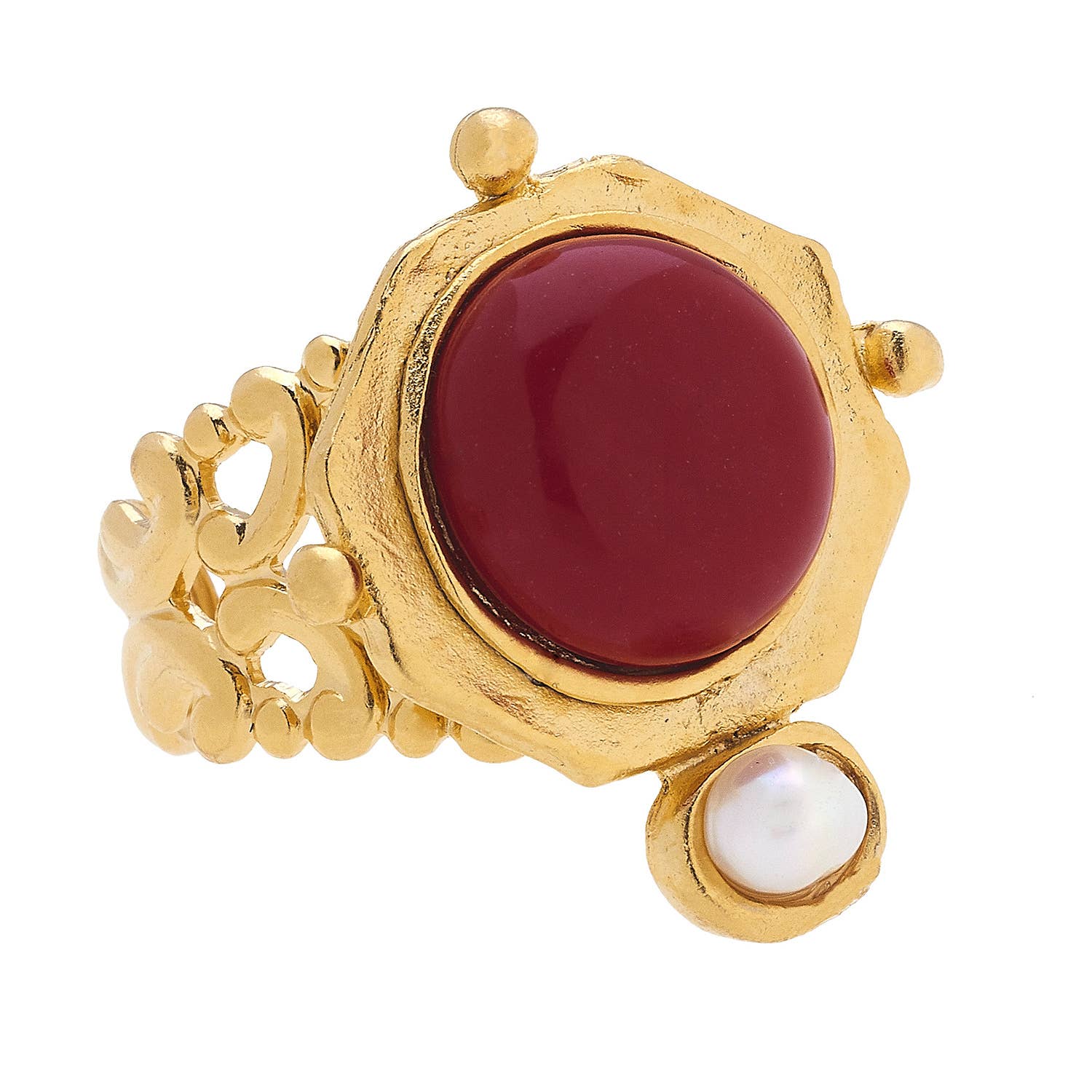 Susan Shaw Becca Ring: Ruby Jade + Pearl