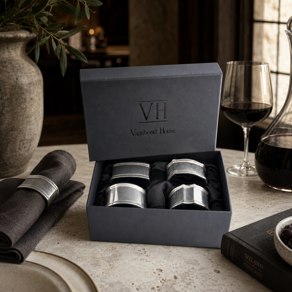 VAGABOND HOUSE Pewter Classic Napkin Ring Set (4)