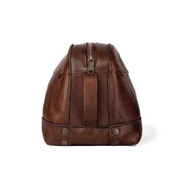 Mission Mercantile Heritage Leather Stateroom Wash Bag: Smoke