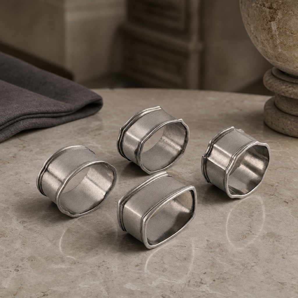 VAGABOND HOUSE Pewter Classic Napkin Ring Set (4)