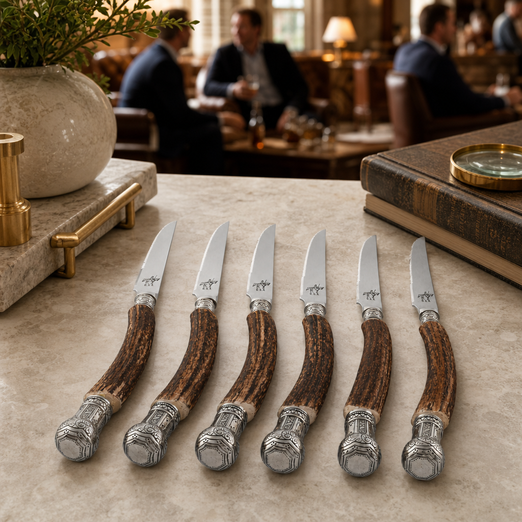 VAGABOND HOUSE  Composite Antler King Crown Steak Knife Set