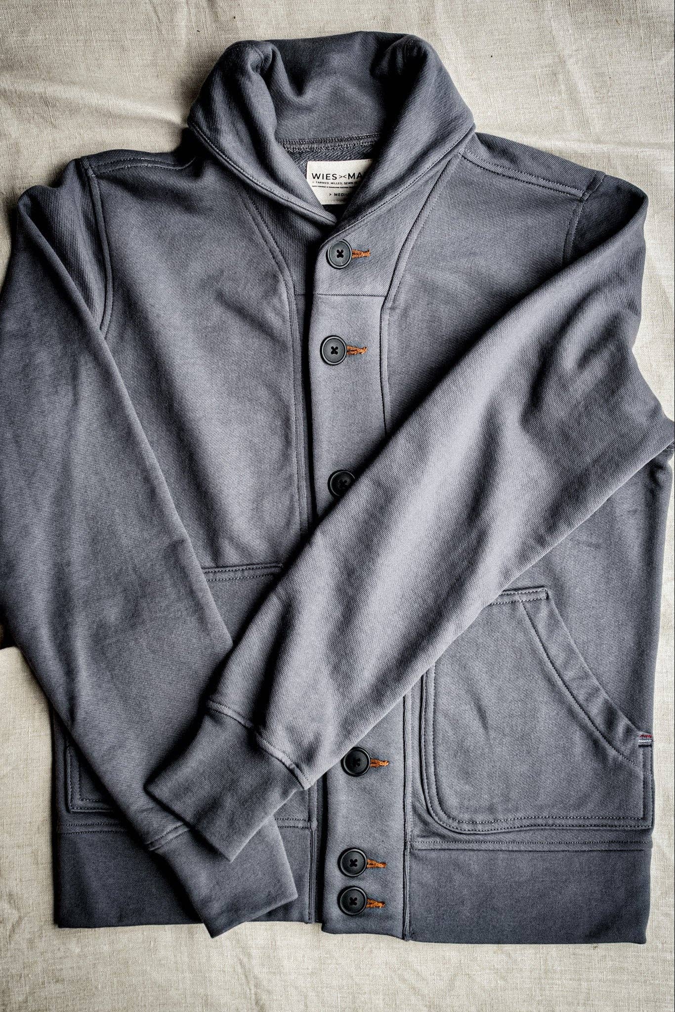 WIESMADE Men | Bodega Cardigan | 14oz 100% Cotton French Terry - Pebble: Pebble / L