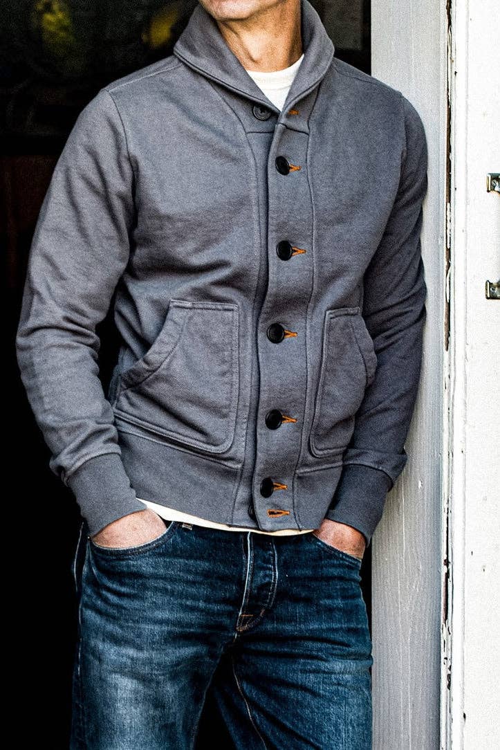 WIESMADE Men | Bodega Cardigan | 14oz 100% Cotton French Terry - Pebble: Pebble / L