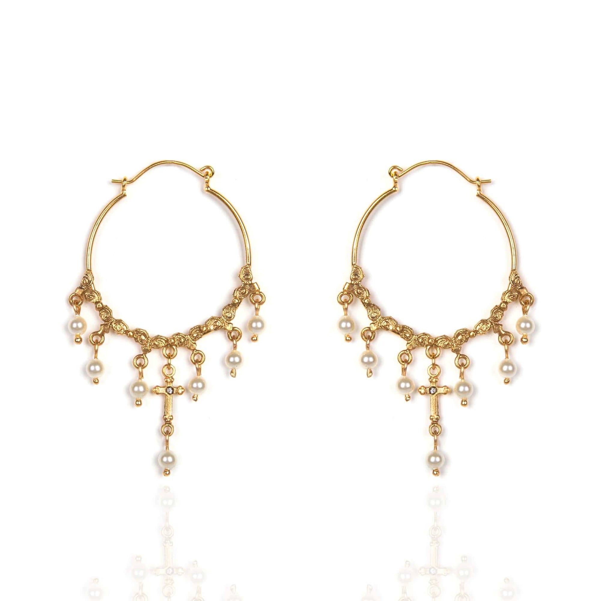 Esme Hoop Earrings Cream Pearl - Gold: Cream Pearl / Gold