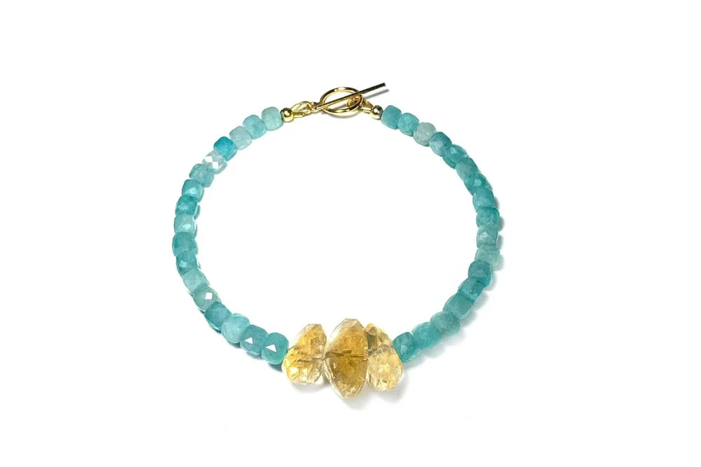 Rachel Nathan Slim: Amazonite and Citrine Nuggets Bracelet S/M