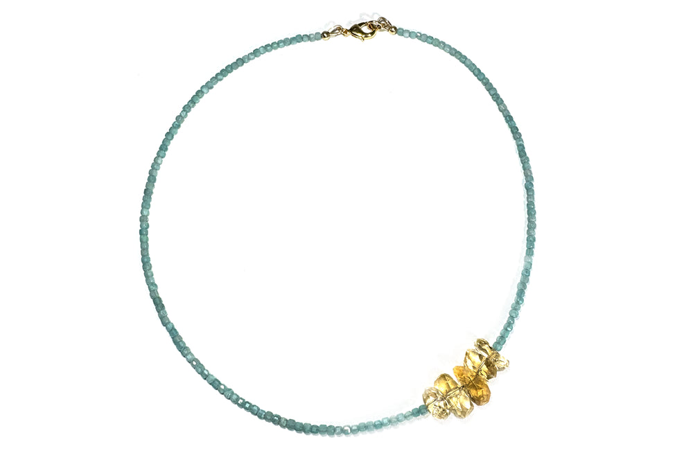 Rachel Nathan Amazonite and Citrine Nuggets Necklace