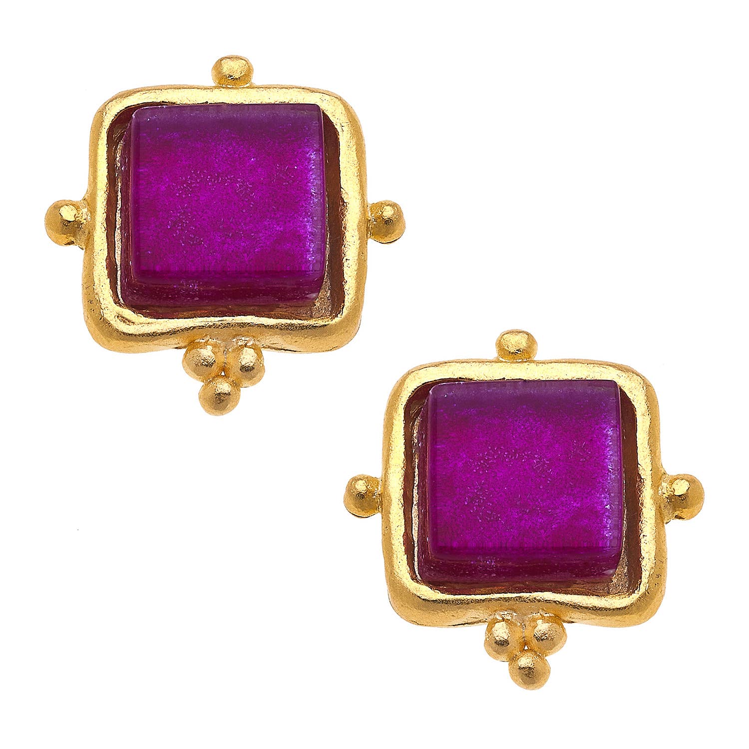 Susan Shaw Madeline Fuscia French Glass Studs