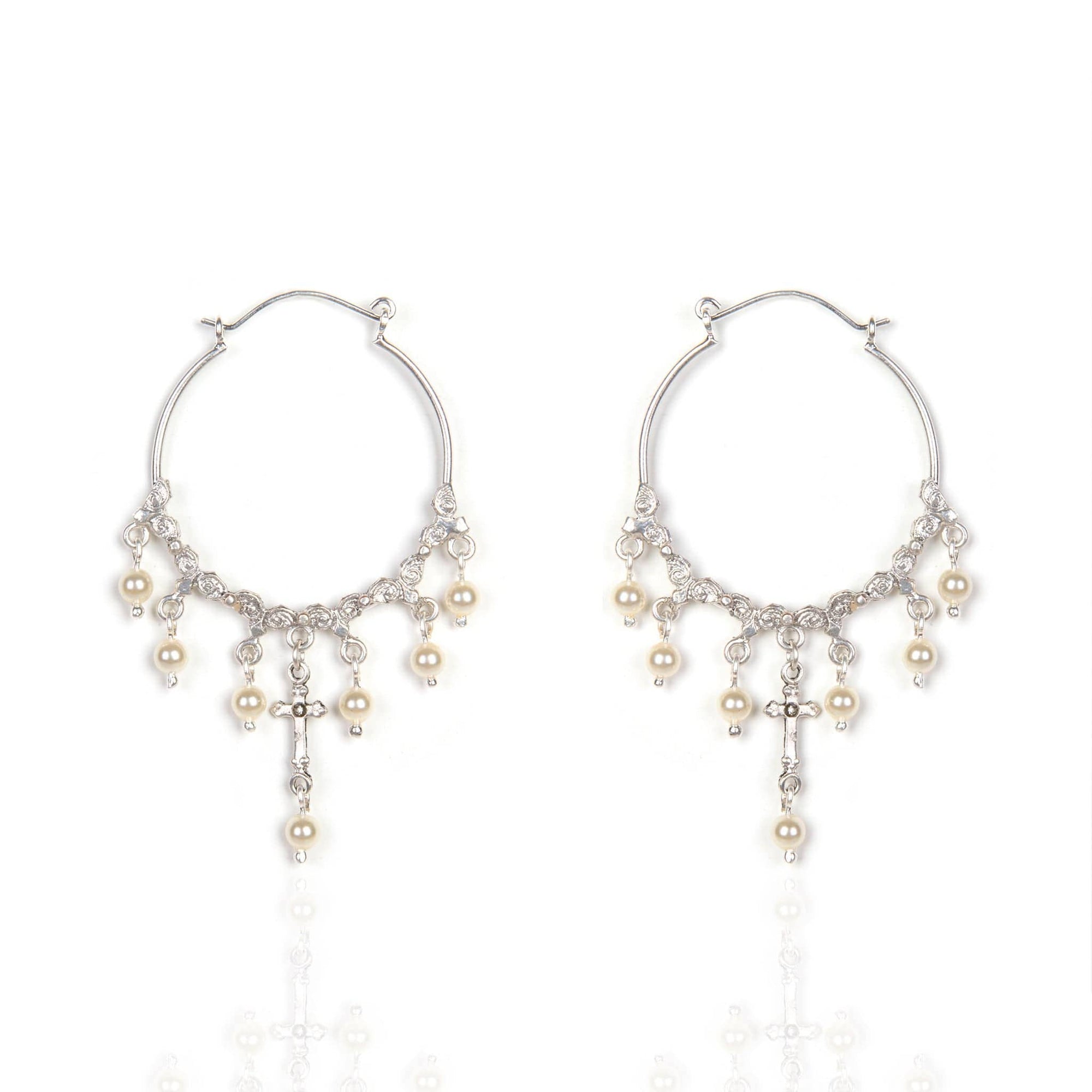 Esme Hoop Earrings Cream Pearl - Gold: Cream Pearl / Gold