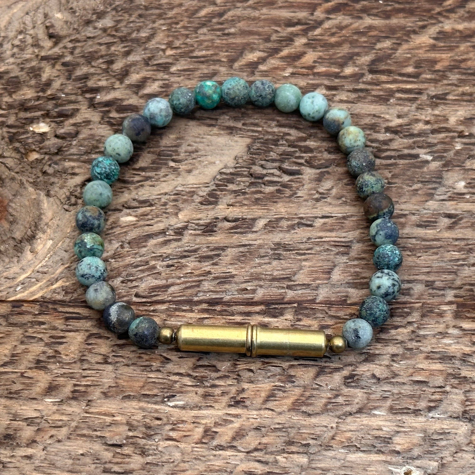 Tres Cuervos Flint MEN'S Beaded Single Bracelet: African Turquoise / Large