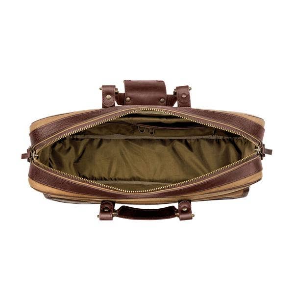 Mission Mercantile Campaign Waxed Canvas Briefcase: Smoke / Forest