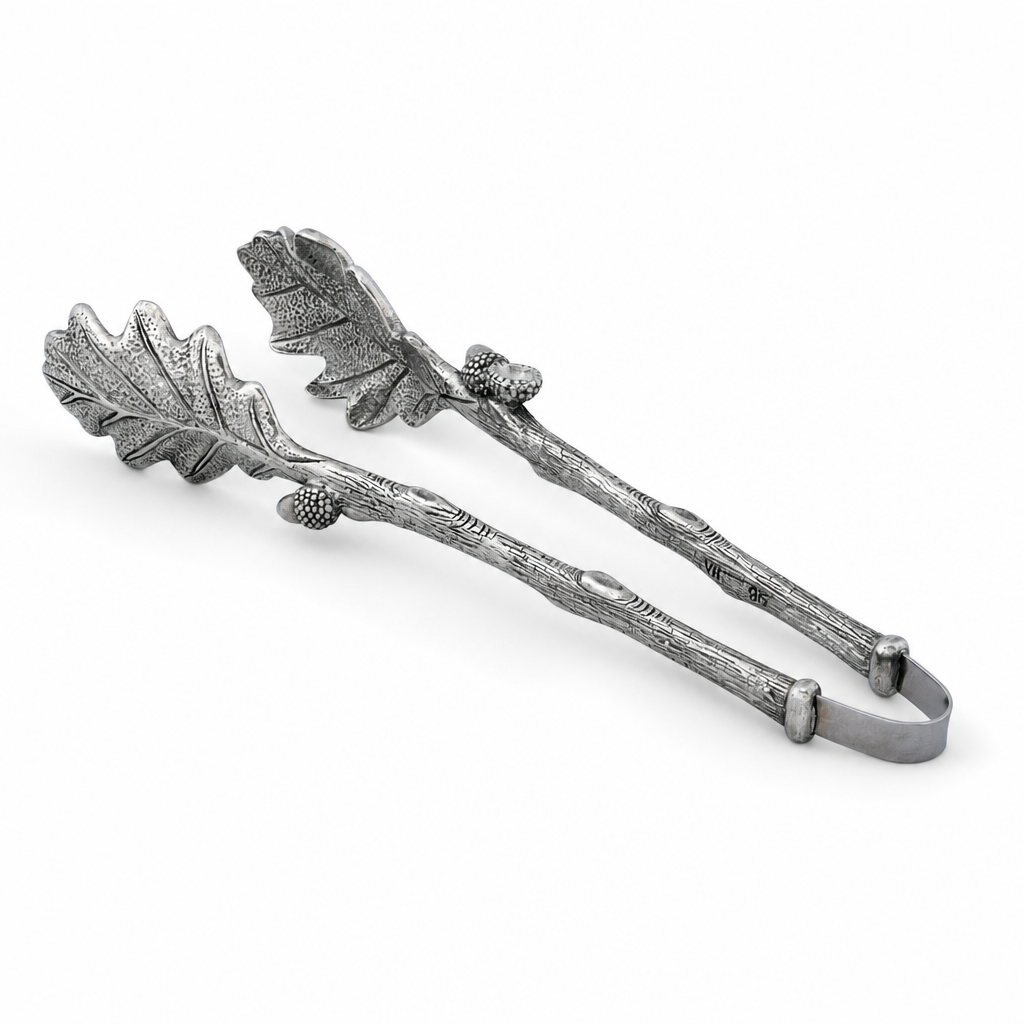 VAGABOND HOUSE Pewter Oak Leaf Pattern Ice / Bread Tongs