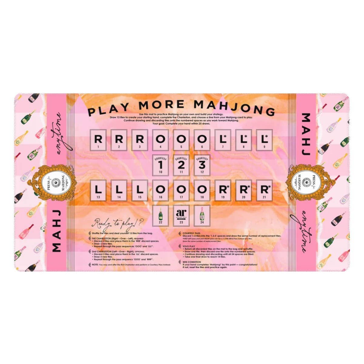 Anders Ruff Champagne &amp; Mahj Solo Practice Mahjong Mat | Solo Play