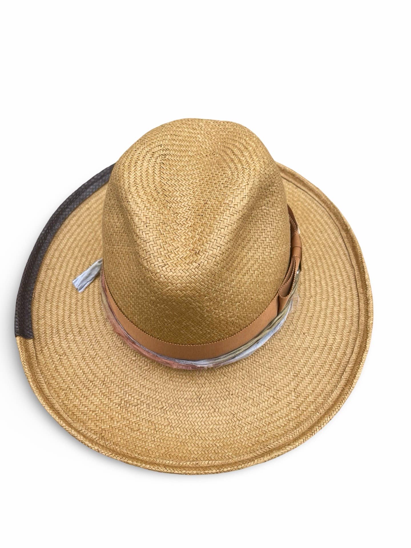 Cha Cha's May -  Boho Shantung Straw Fedora: Gray / Medium 22.5/23