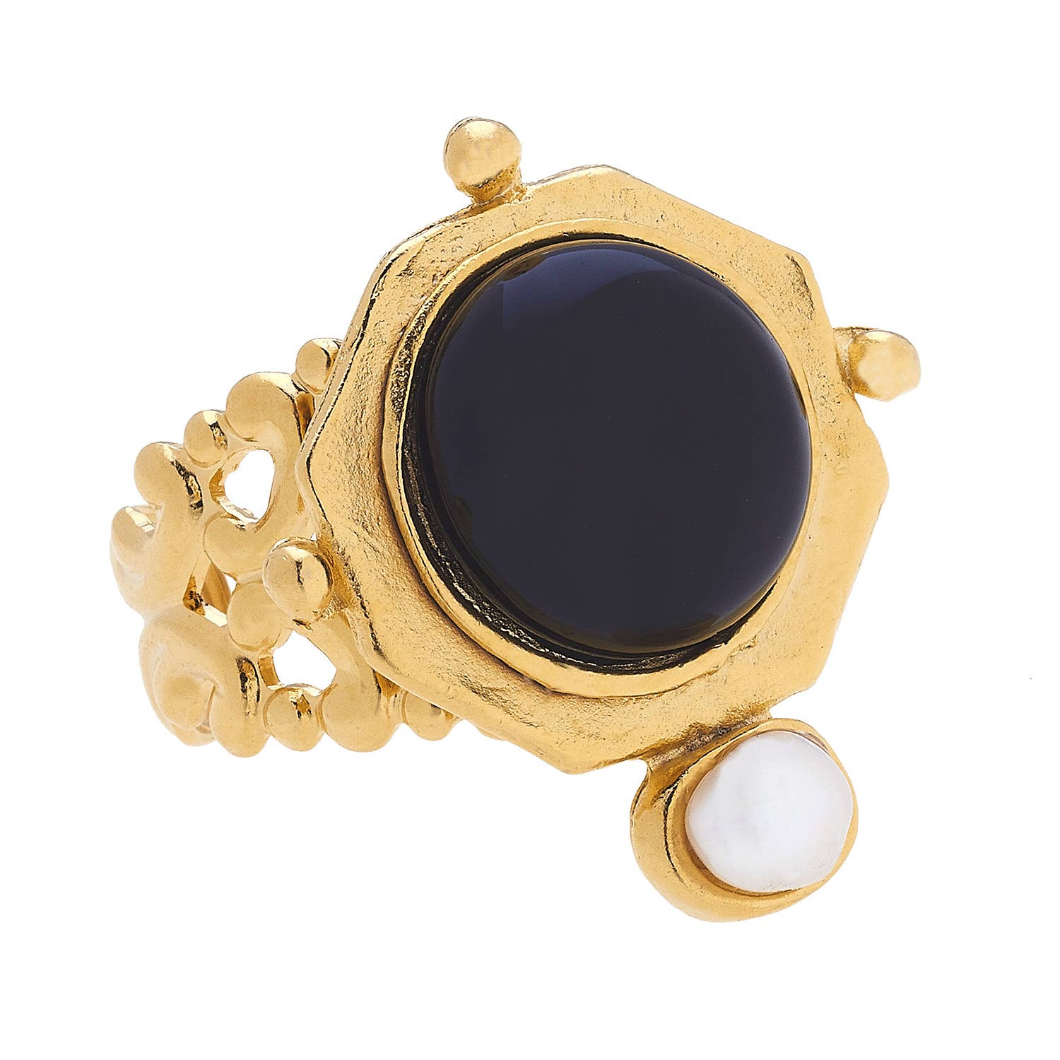 Susan Shaw Becca Ring: Black Onyx + Pearl