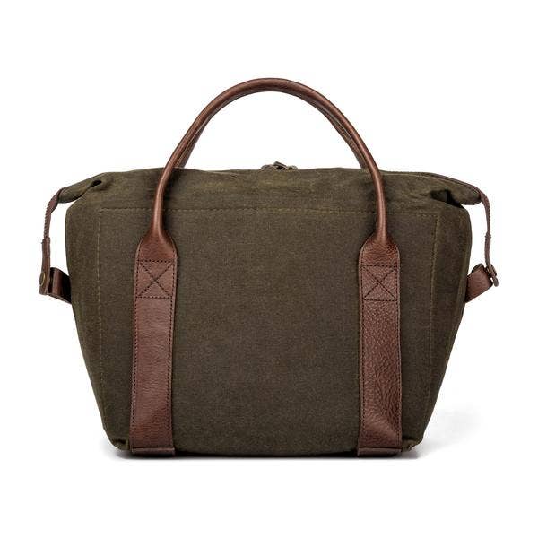 Mission Mercantile White Wing Waxed Canvas Cooler: Smoke / Brown
