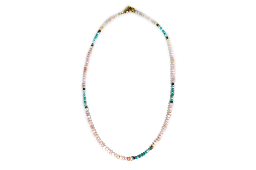 Rachel Nathan Pink Opal and Turquoise Necklace