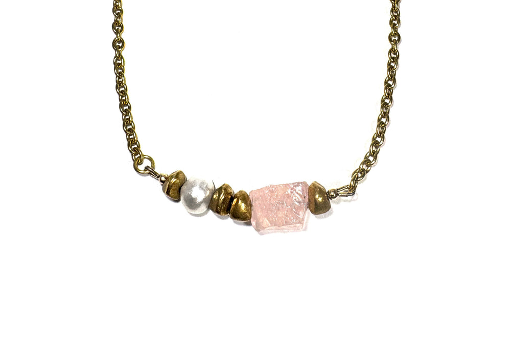 Rachel Nathan Meridian: Raw Rose Quartz Necklace